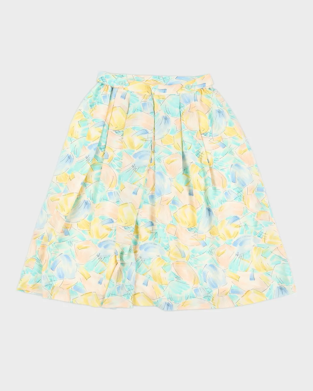 00s Yellow Patterned Midi Skirt - XS