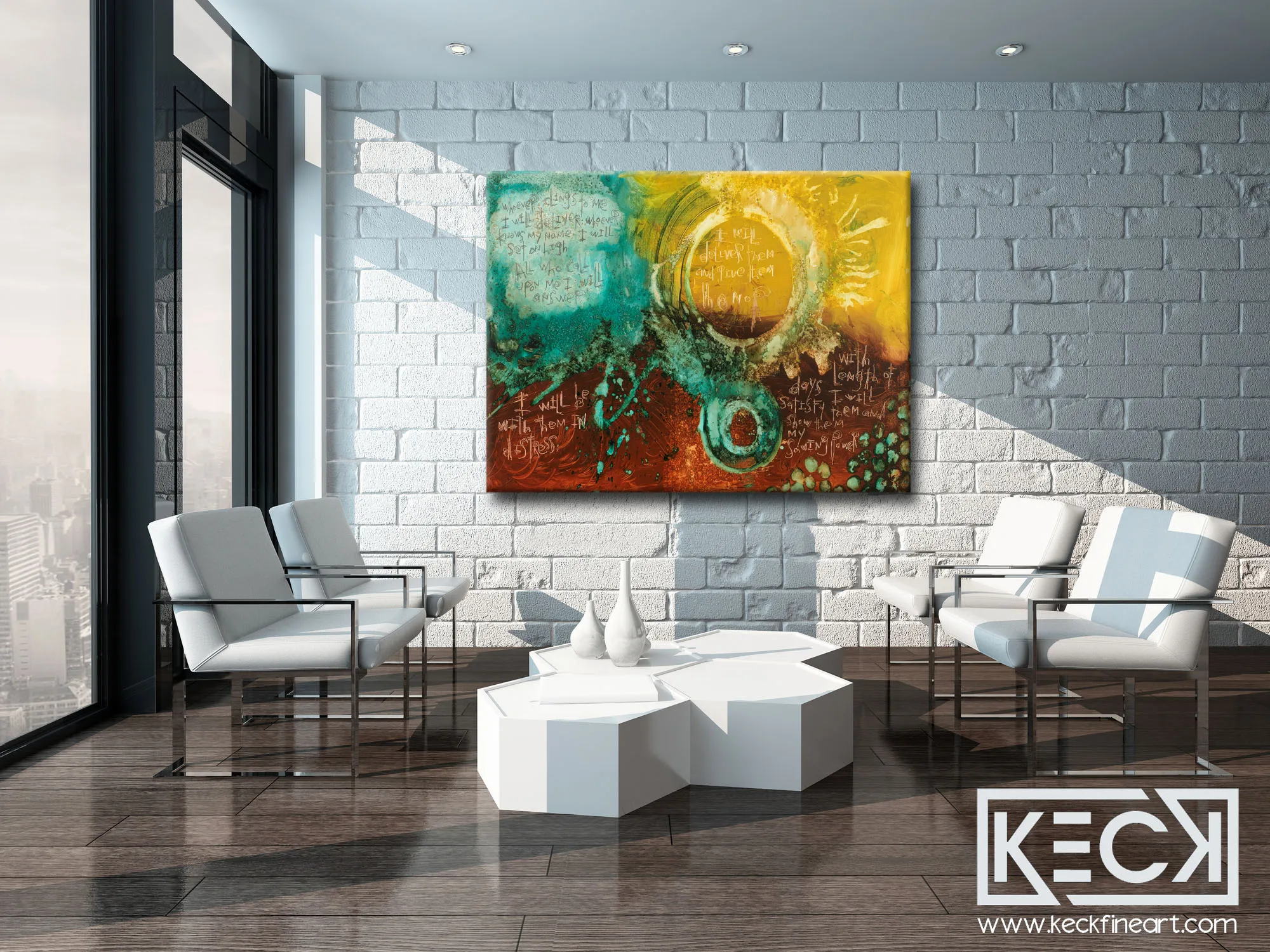 #050621 Psalms 91: 14-16 <br>Abstract Art Scripture Canvas Print