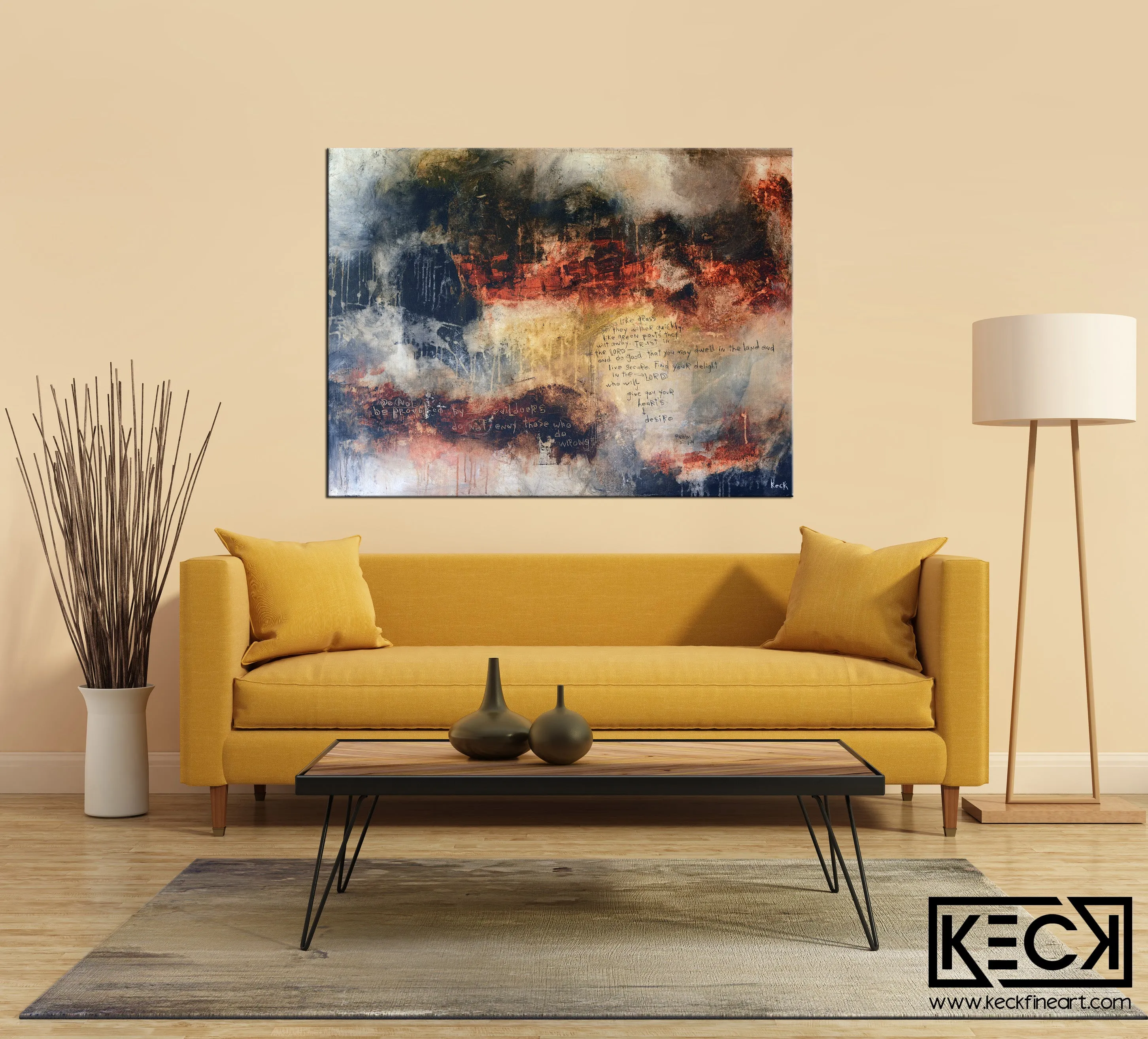 #071801 Psalm 37:1-4 <br>Abstract Art Scripture Canvas Print