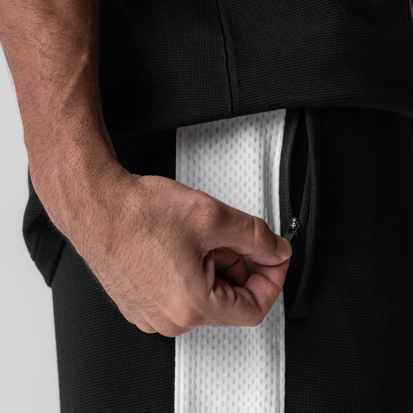 0957. Waffle Knit Relaxed Sweatpant - Black/White
