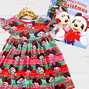 $12.50 EA - 2-3 X 1, 3-4 X 2, 4-5 X 2, 5-6 X 2, 6-7 X 2, 7-8 X 1 - Girls Fun Holiday Character Dresses - Red Plaid Mouse In Sunglasses