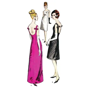 1960s Sewing Pattern, One piece Evening Dress - Bust: 36” (91cm)