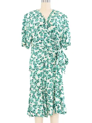 1980s Gucci Floral Silk Wrap Dress