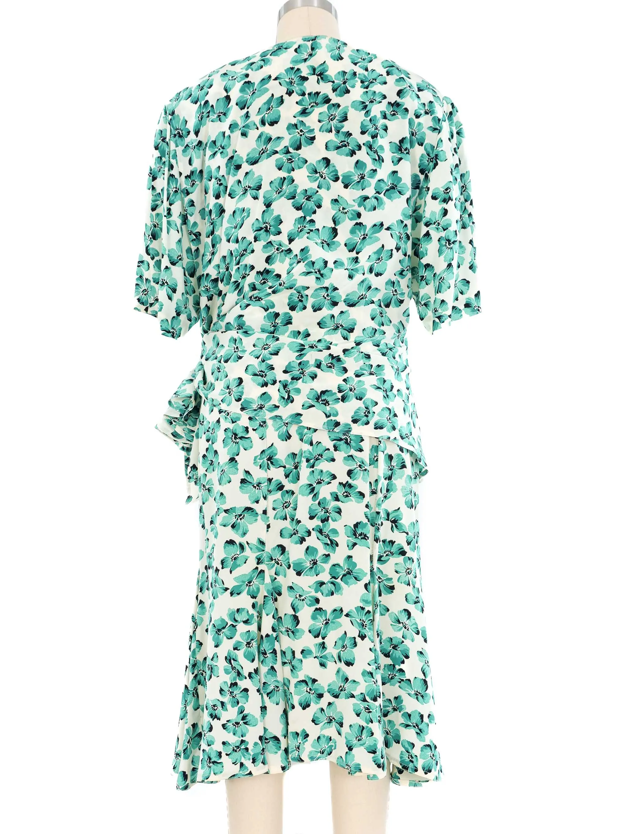 1980s Gucci Floral Silk Wrap Dress