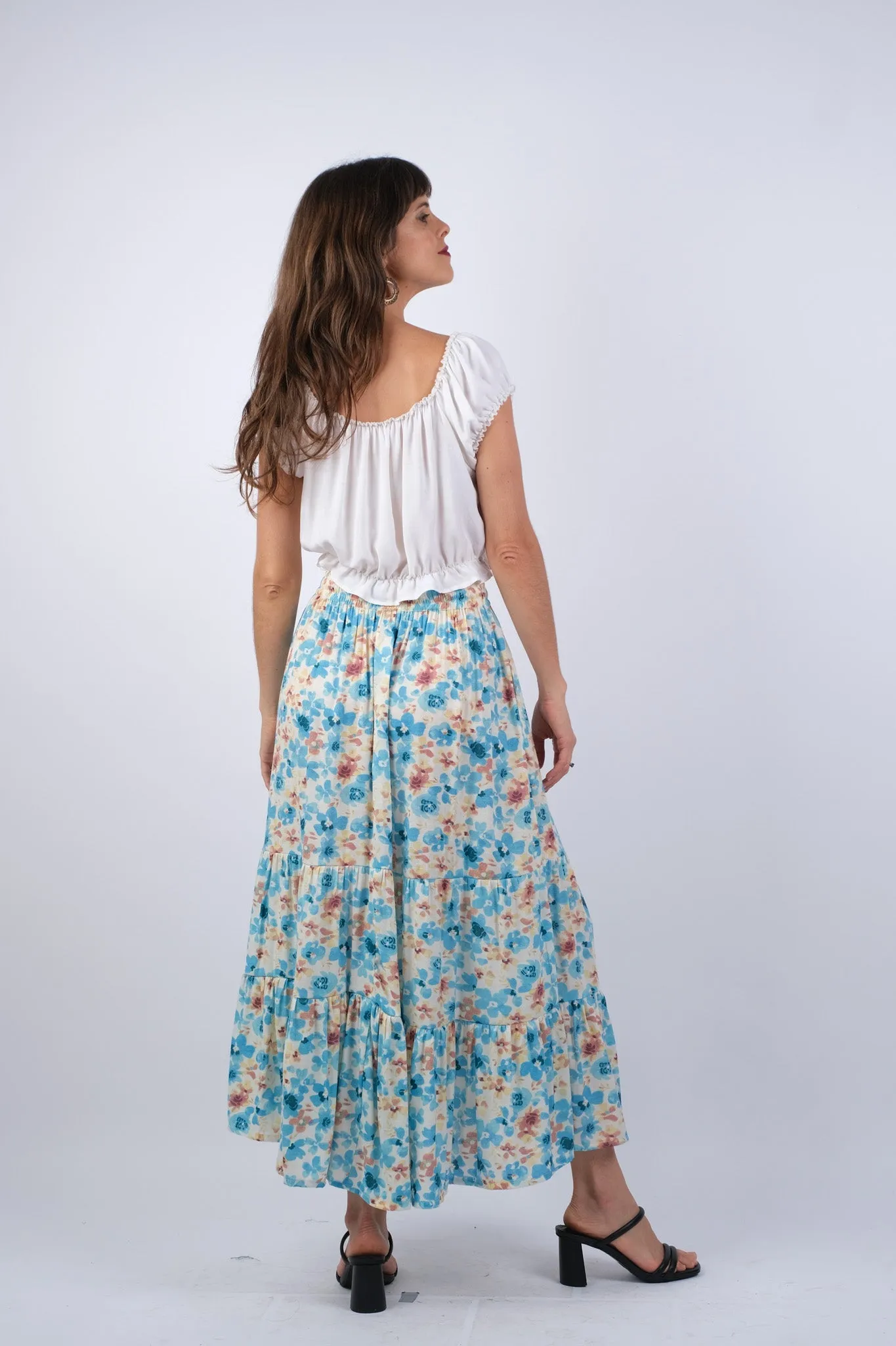 225161 Floral Button-Up Maxi Skirt