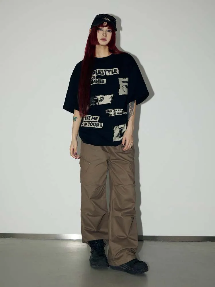 3D Multi Pocket Wide Cargo Pants【s0000006736】