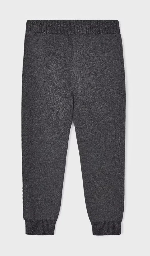 4505 Mayoral Mini Girls Knit Braided Seam Jogger Sweatpants - Charcoal Grey