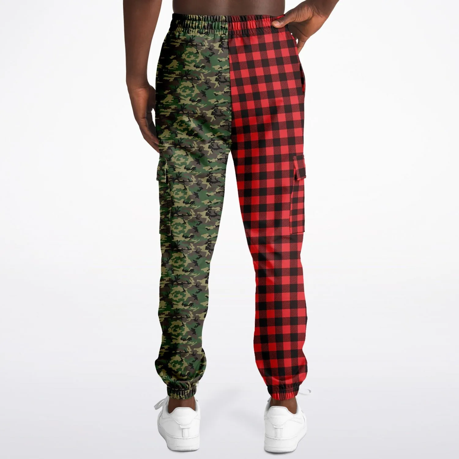 65 MCMLXV Unisex Red Buffalo Plaid and Camouflage Print Cargo Sweatpants