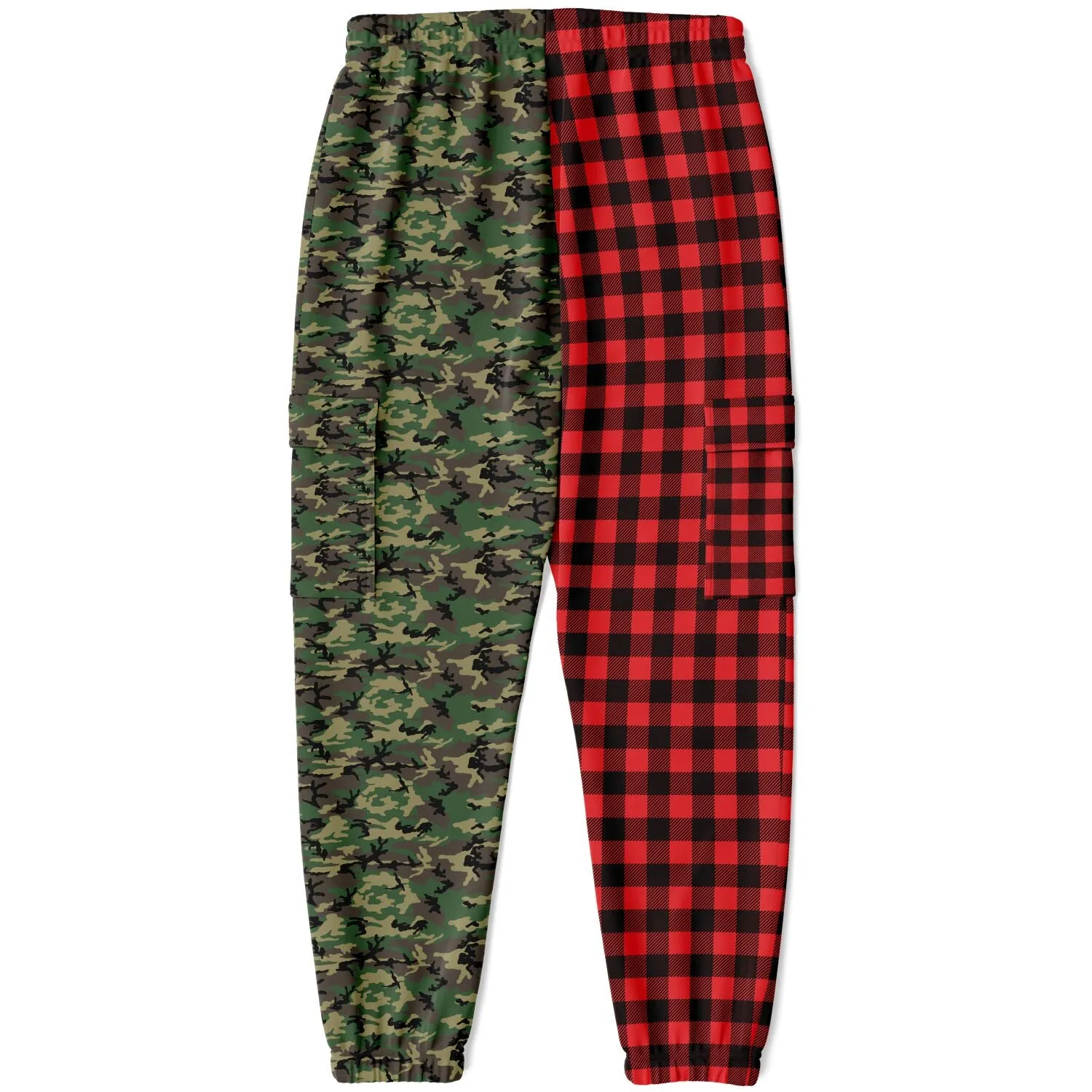 65 MCMLXV Unisex Red Buffalo Plaid and Camouflage Print Cargo Sweatpants