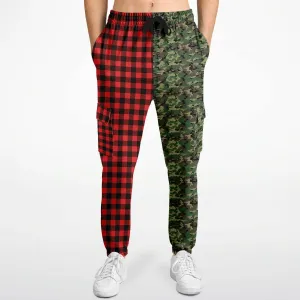 65 MCMLXV Unisex Red Buffalo Plaid and Camouflage Print Cargo Sweatpants