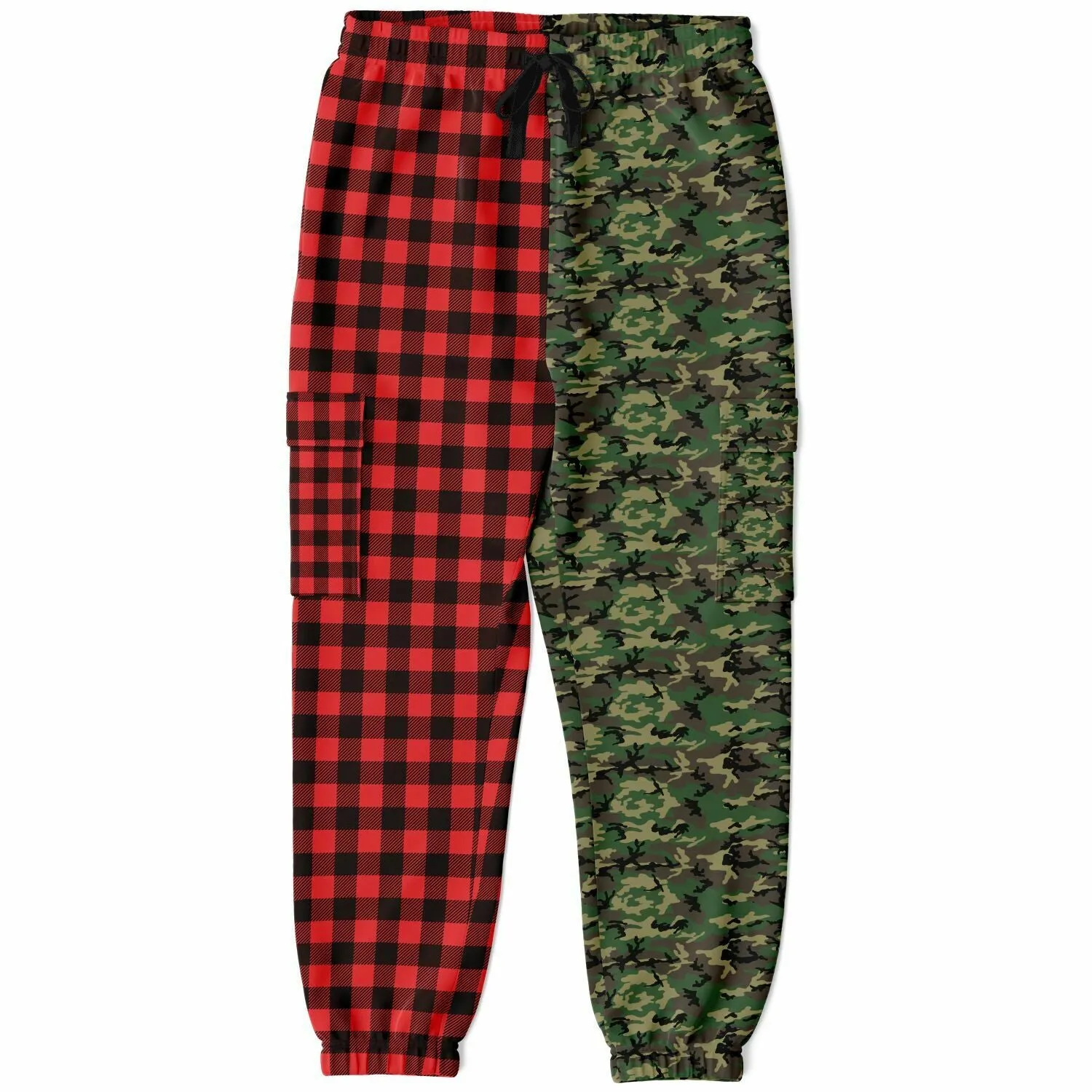 65 MCMLXV Unisex Red Buffalo Plaid and Camouflage Print Cargo Sweatpants