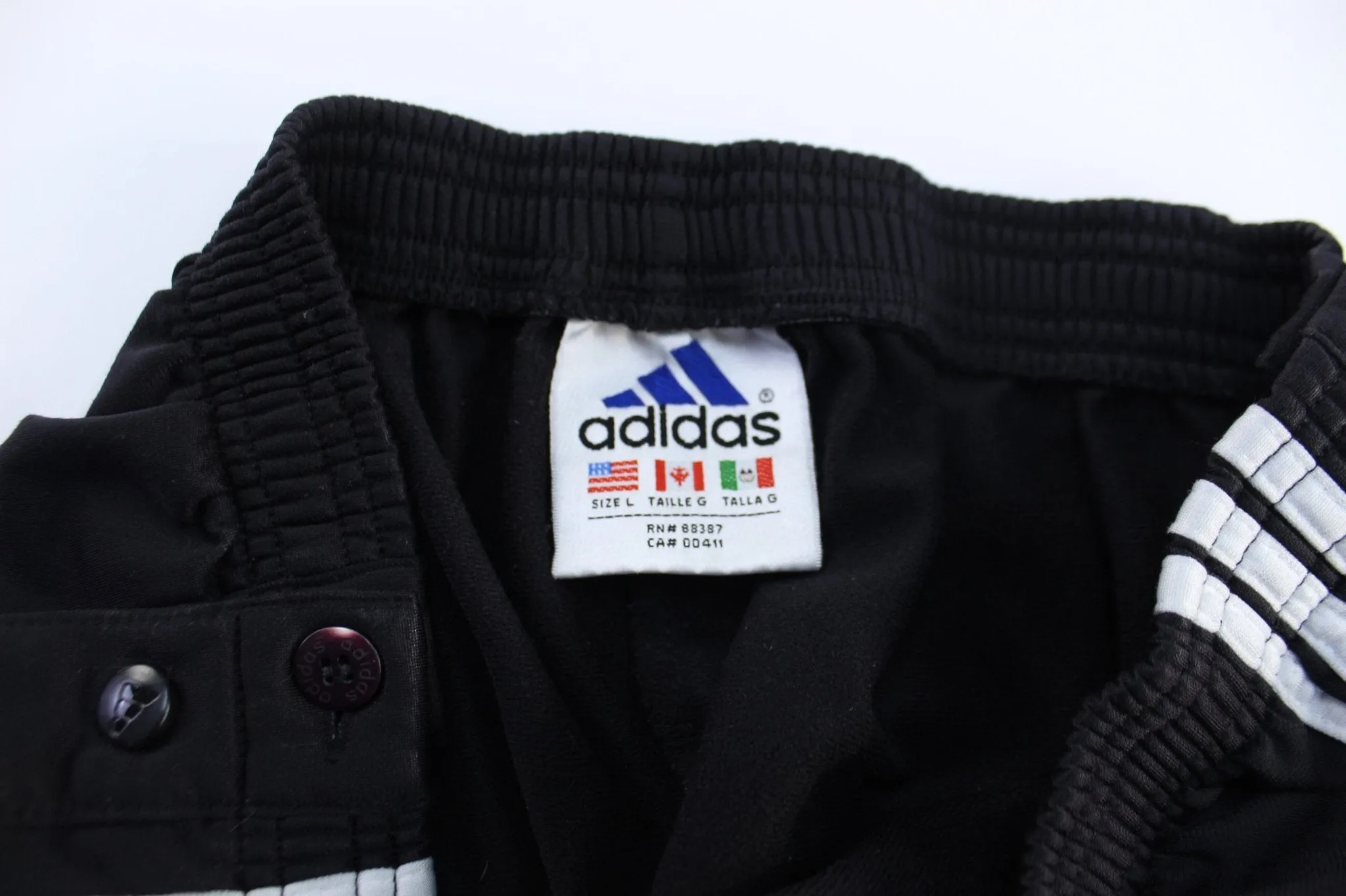 90's Adidas Embroidered Logo Black & White Striped Tearaway Pants