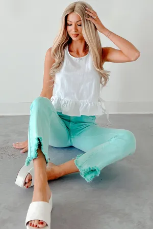 A Cup Of Quiet Sleeveless Ruffle Tie Top (White) ColorfastMaterial WaterResistant
