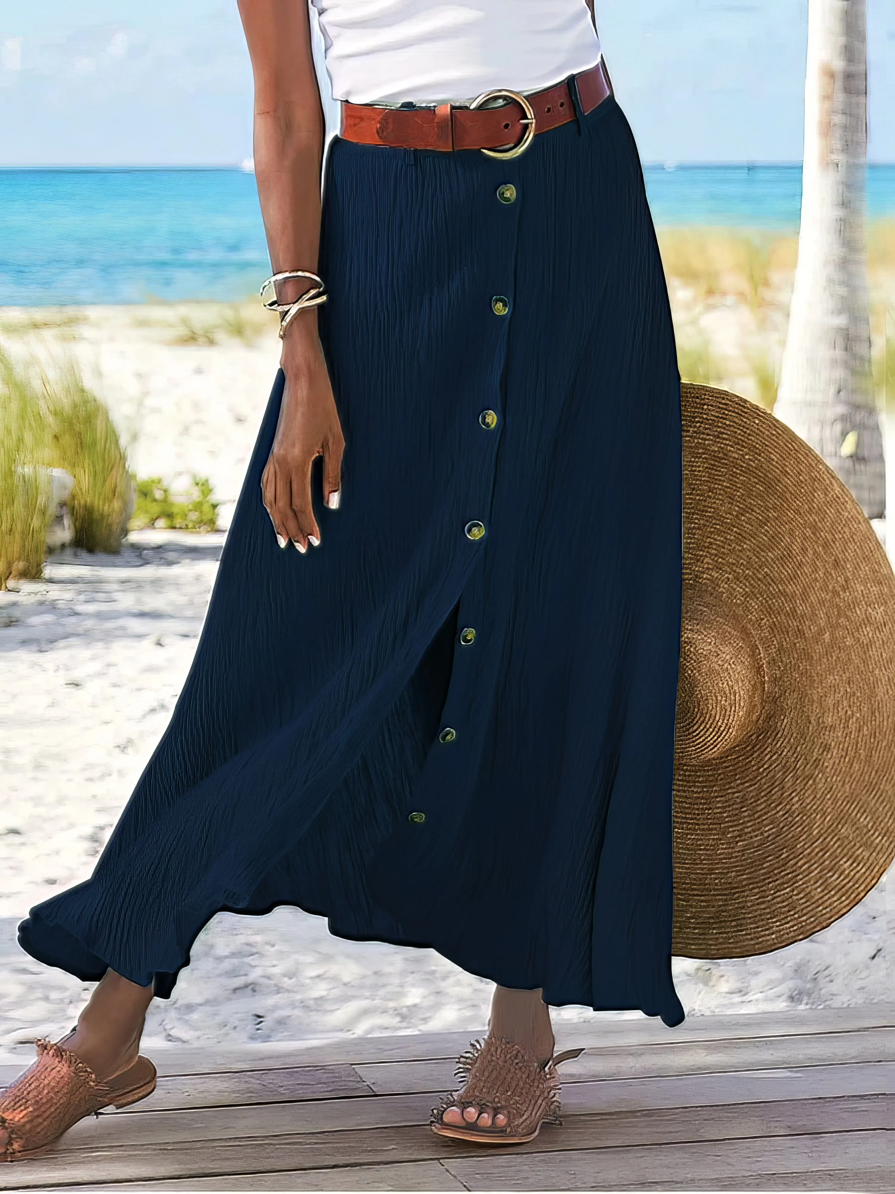 A-Line Cotton Blend Skirt