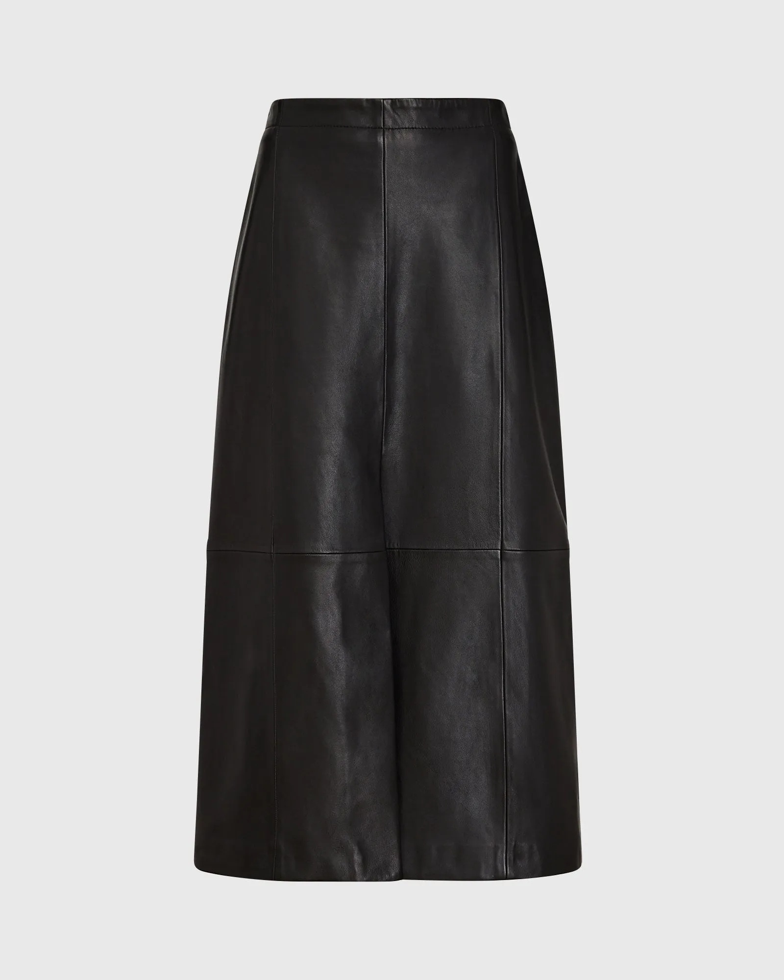 A-Line Leather Midi Skirt