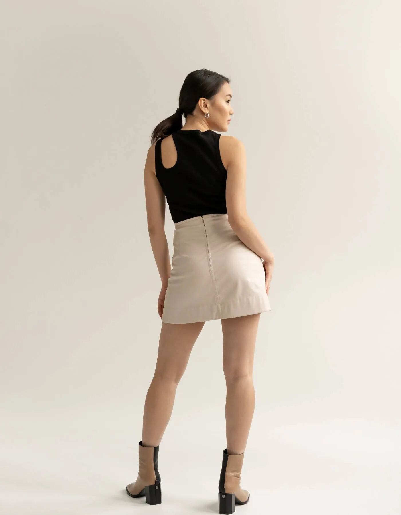 A-Silhouette Mini Skirt beige