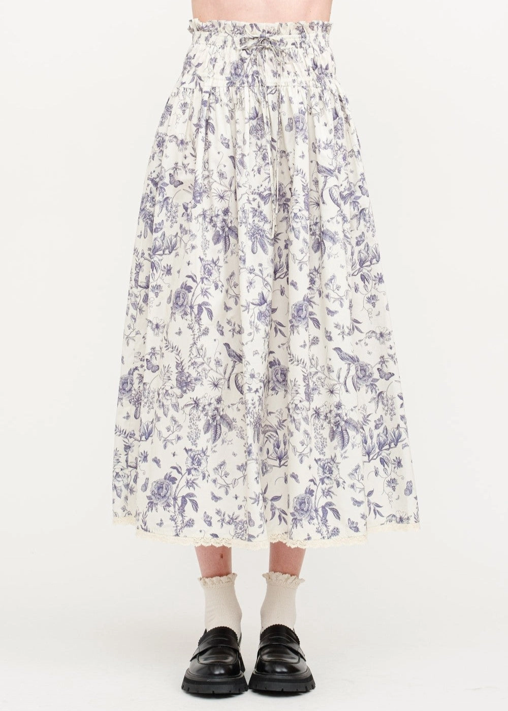 AMELIE FLORAL COTTON-POPLIN MIDI SKIRT Clean Style