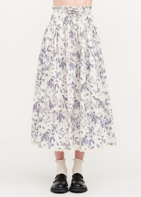 AMELIE FLORAL COTTON-POPLIN MIDI SKIRT Clean Style