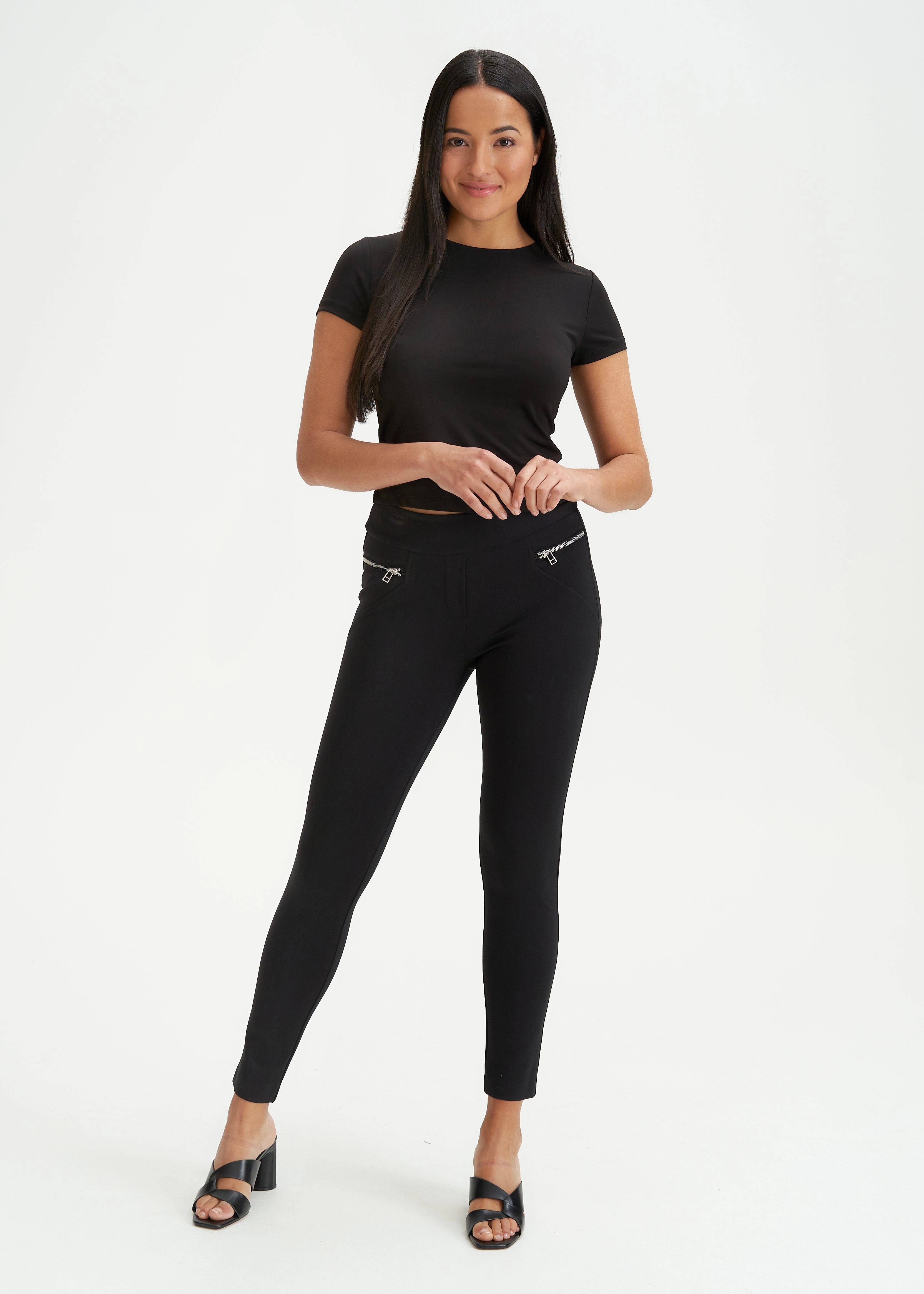 High Mobility Alyssa Black Ponte Skinny Pant