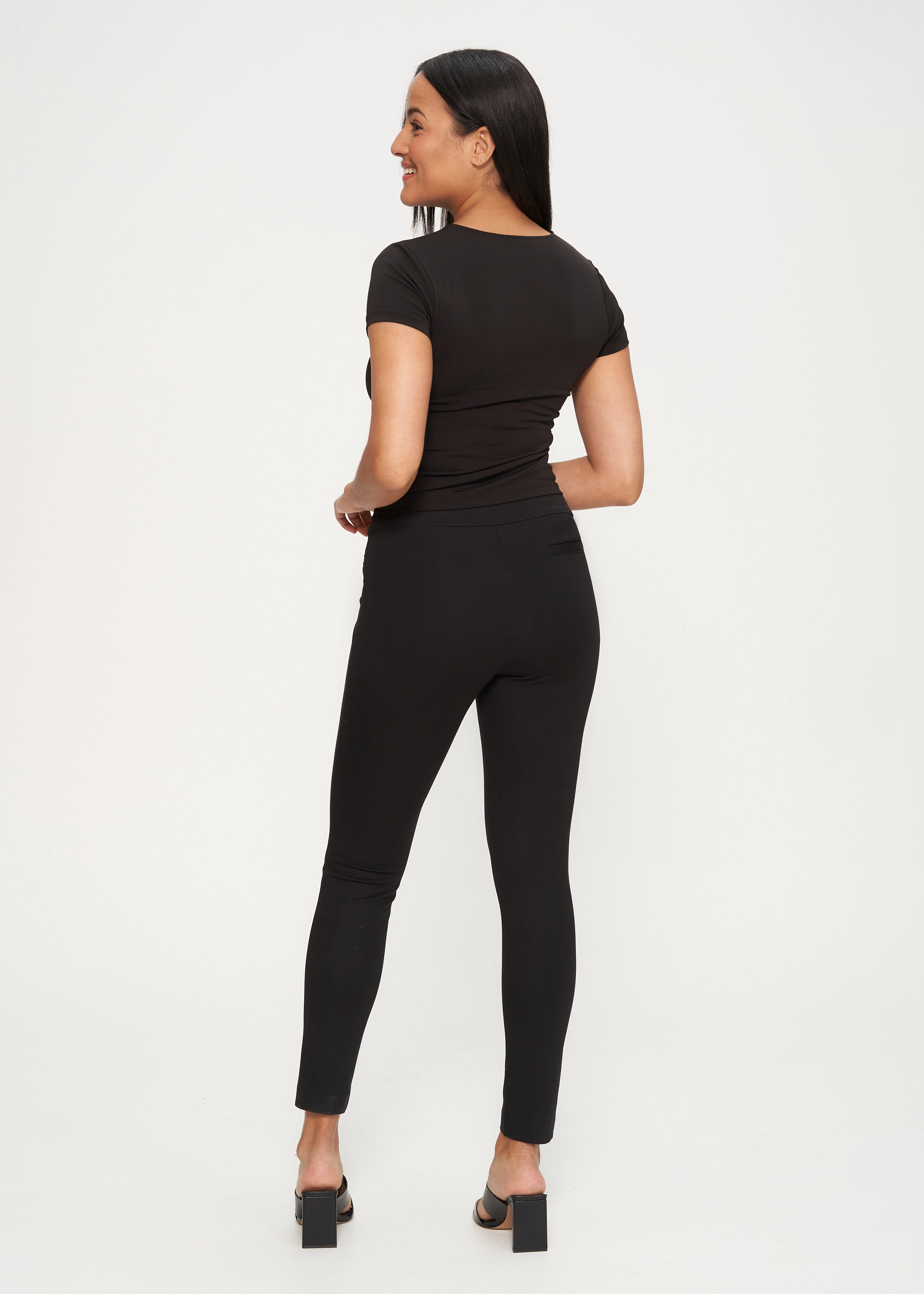 Alyssa Black Ponte Skinny Pant Stretchable Comfort MoistureWickingFabric
