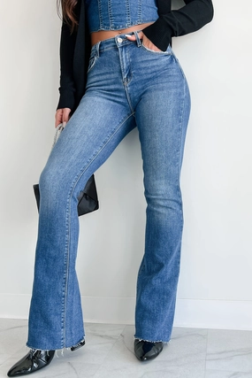 Brynn High Rise Raw Cut Risen Non Distressed Jeans (Dark) Comfy Style Plaid detail