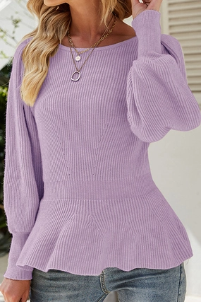 WOMEN CREW NECK LONG SLEEVE KNITTED SWEAT TUNIC SoftKnit