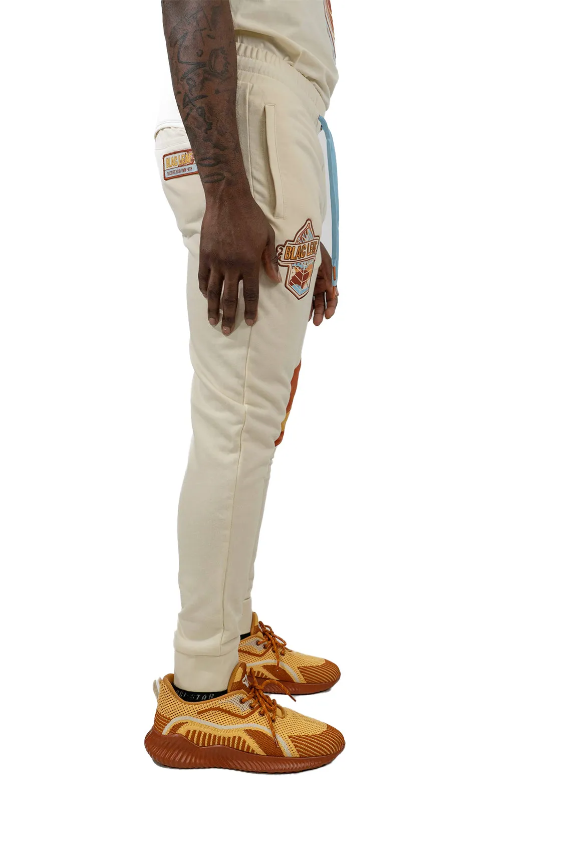 Abstract Colorblock Embroidered Jogger