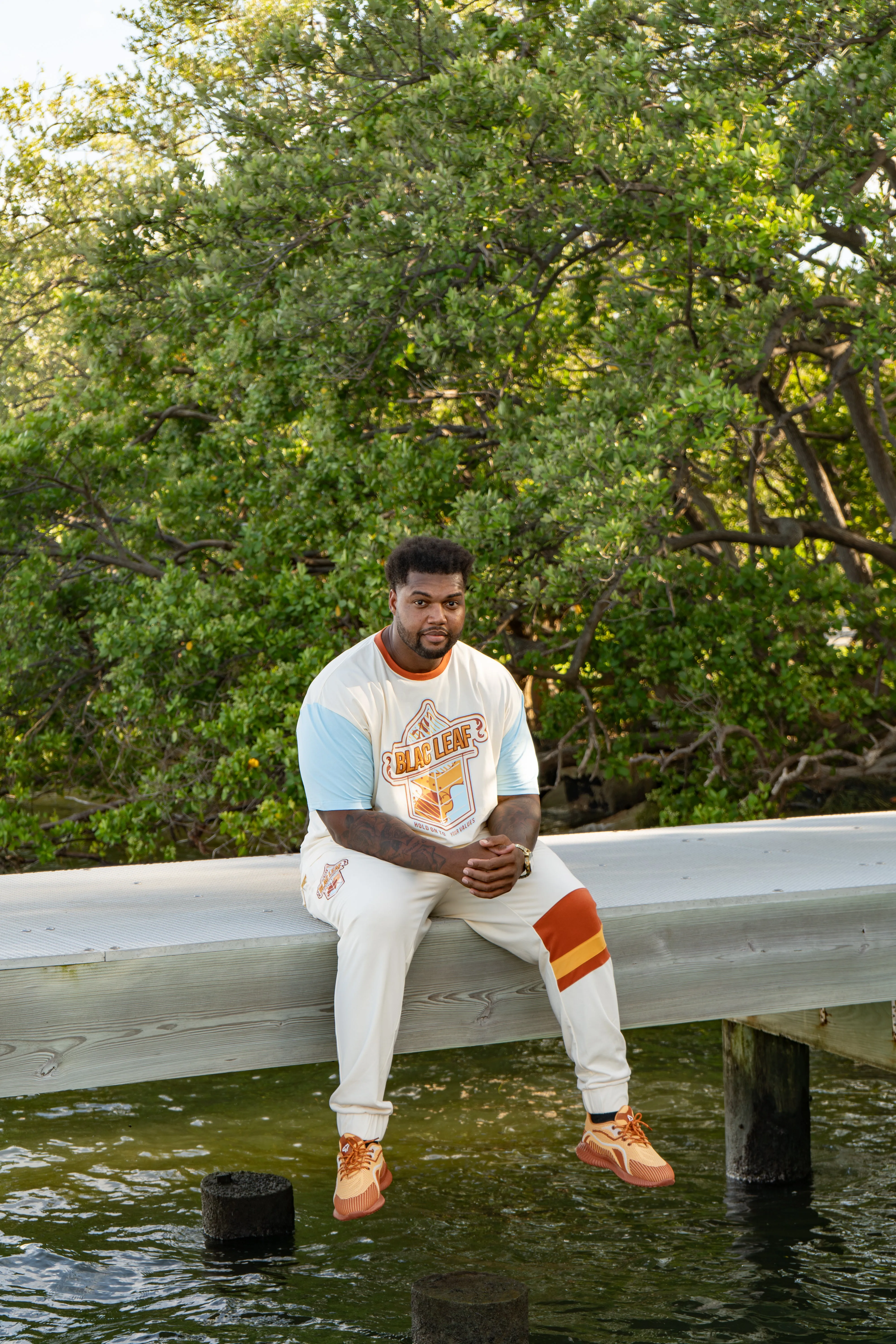 Abstract Colorblock Embroidered Jogger