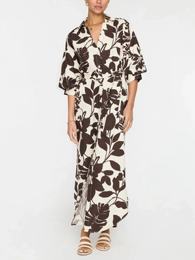 Everyday Comfort Wear Layered Volume Kate Printed Maxi Dress Java Combo