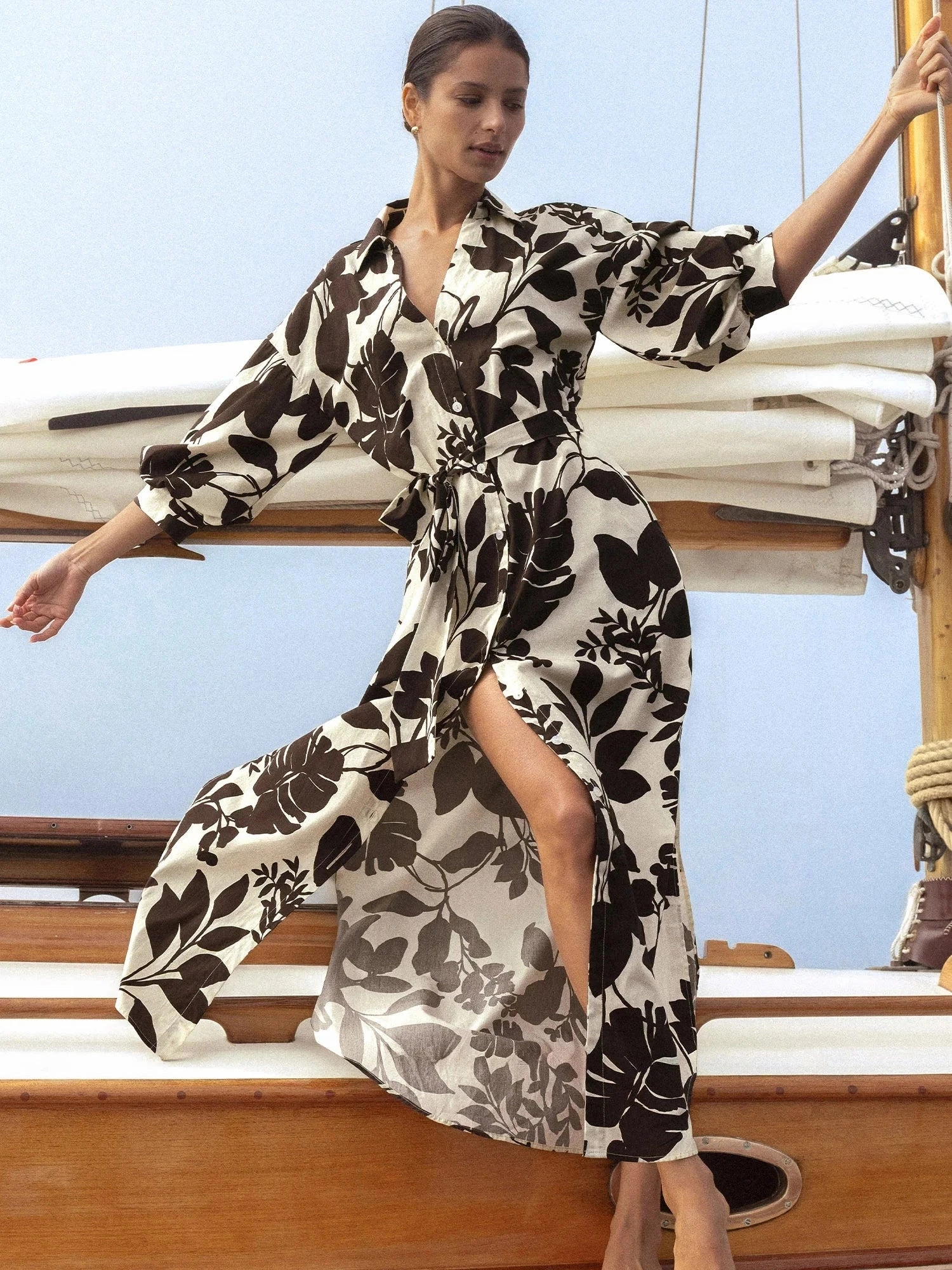 Kate Printed Maxi Dress Java Combo Shine Moment Simple Texture