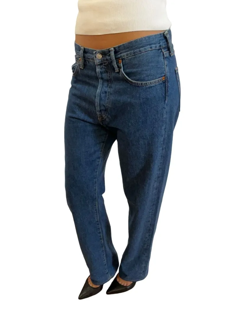 Acne Blue Button Up Straight Leg Jeans. Size: 33