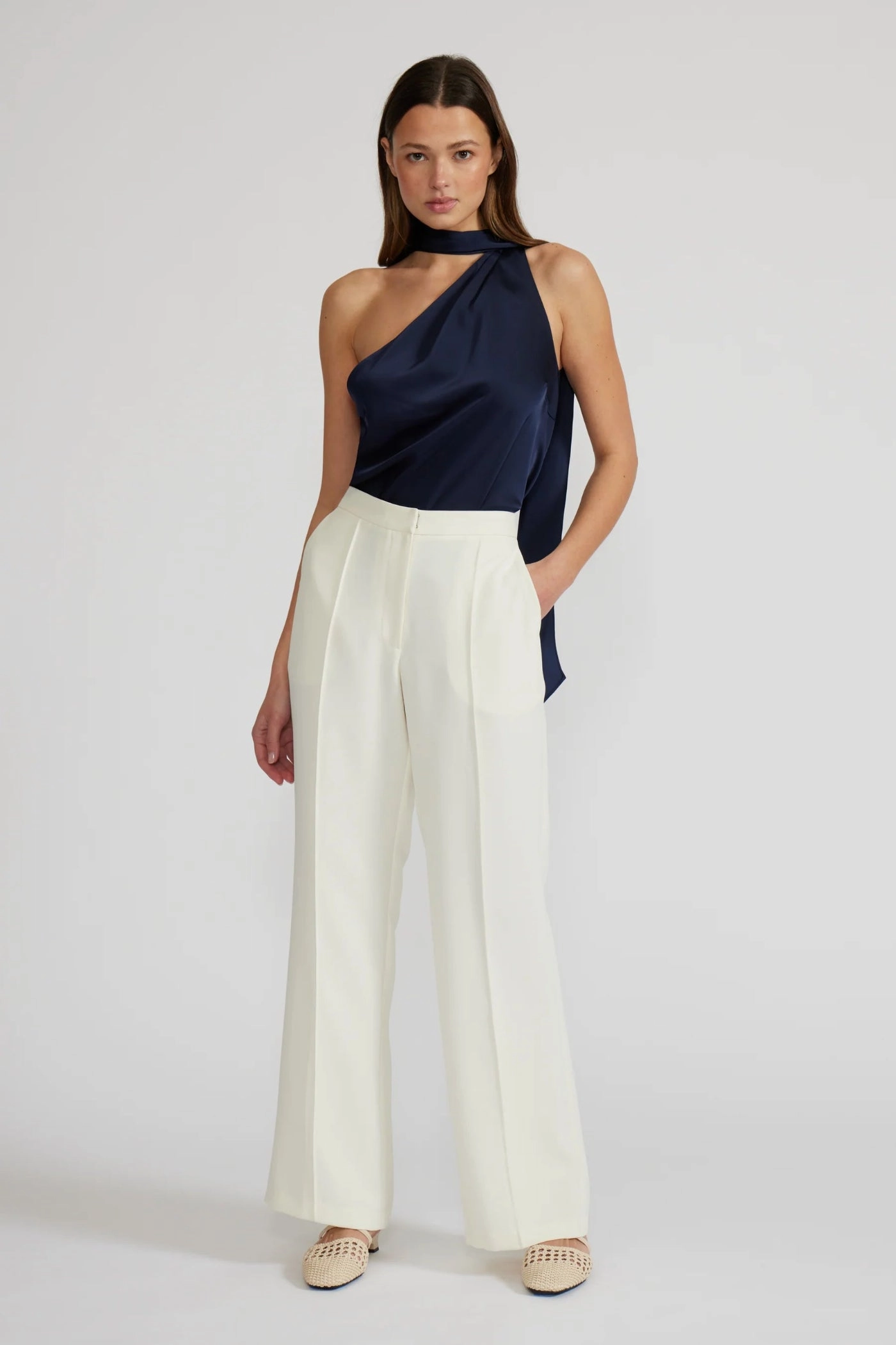 TARA IVORY CLASSIC PANTS Stretch Material Light Shape