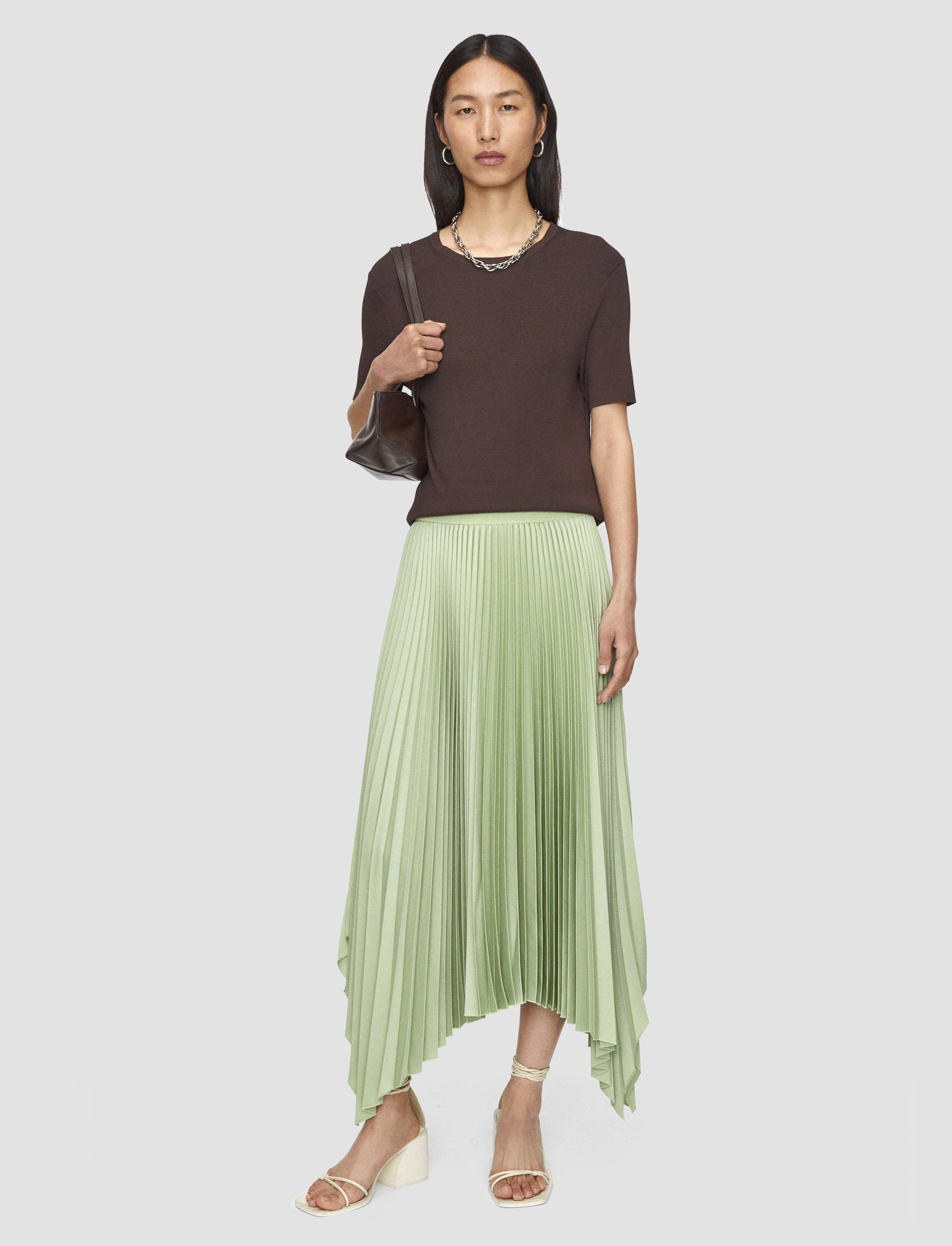 Elastic hem Ade Knit Weave Pliss?? Skirt
