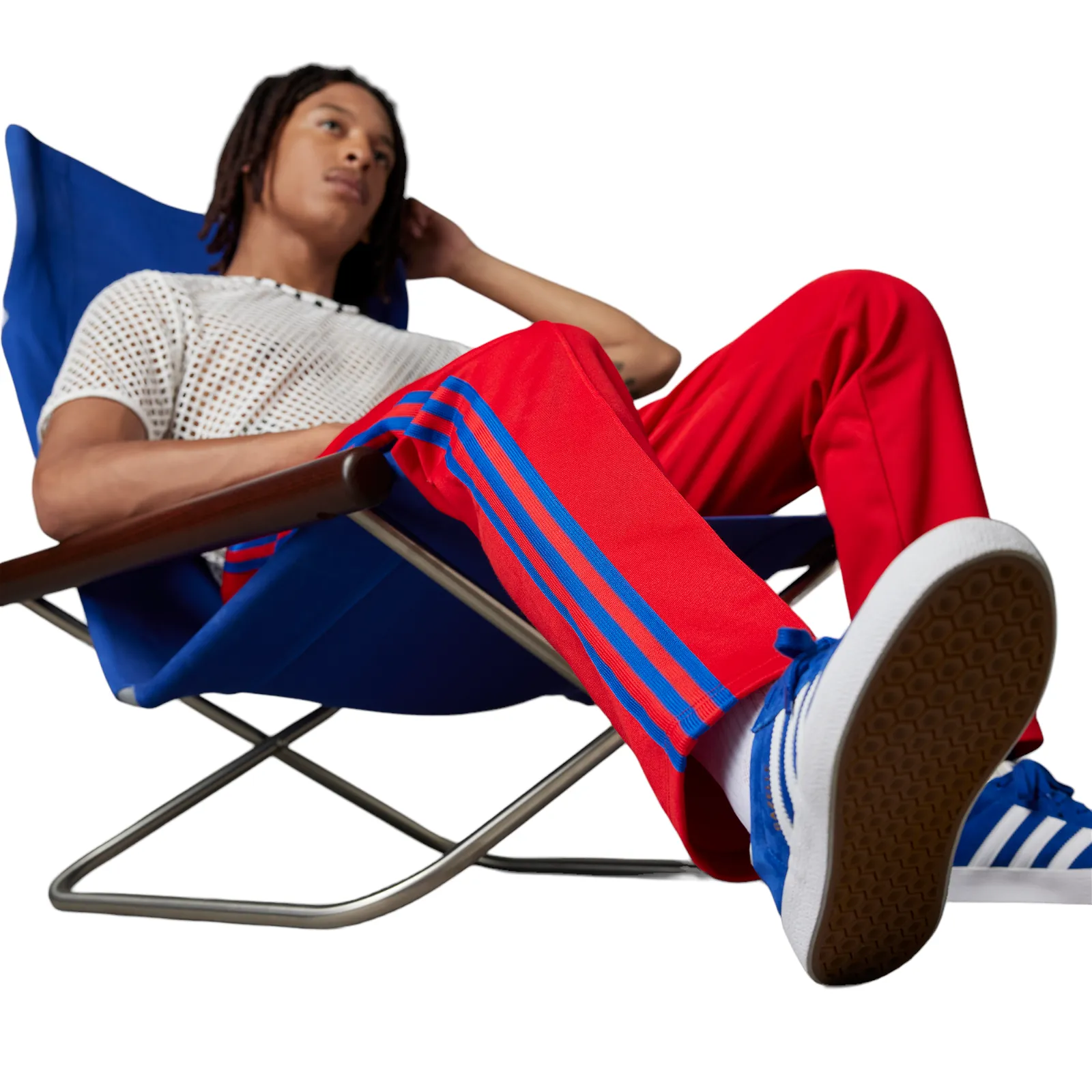 adidas Originals Adicolor 70s Striped Beckenbauer Pants - Scarlet