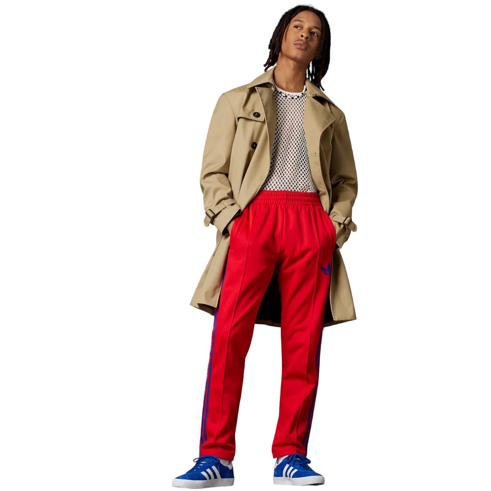 adidas Originals Adicolor 70s Striped Beckenbauer Pants - Scarlet