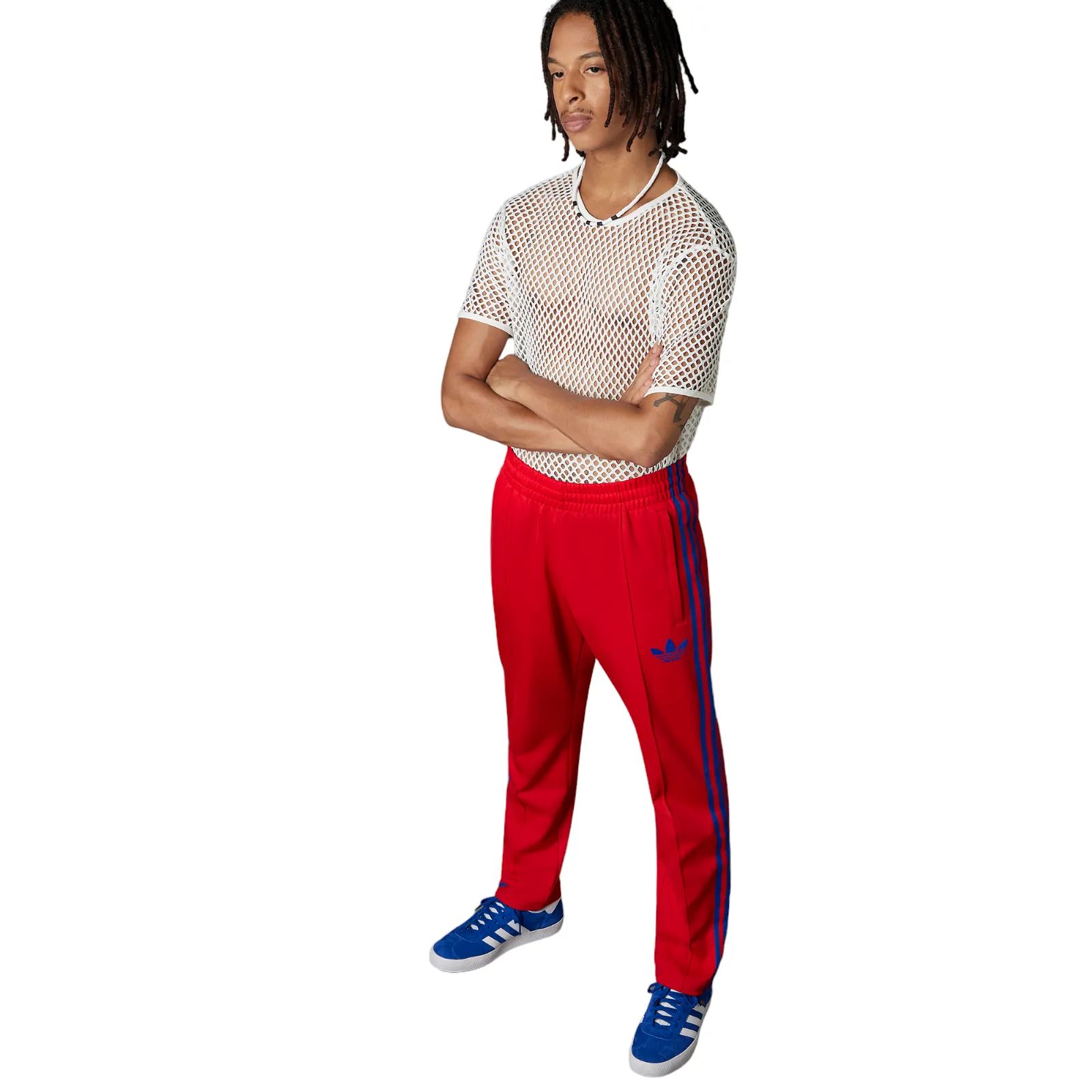 adidas Originals Adicolor 70s Striped Beckenbauer Pants - Scarlet