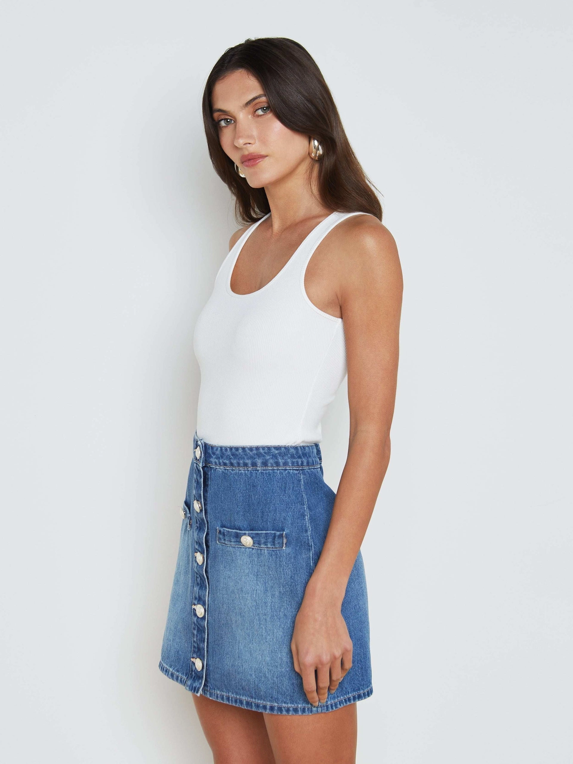 SoftInteriorLining Adira Scoop Neck Tank White