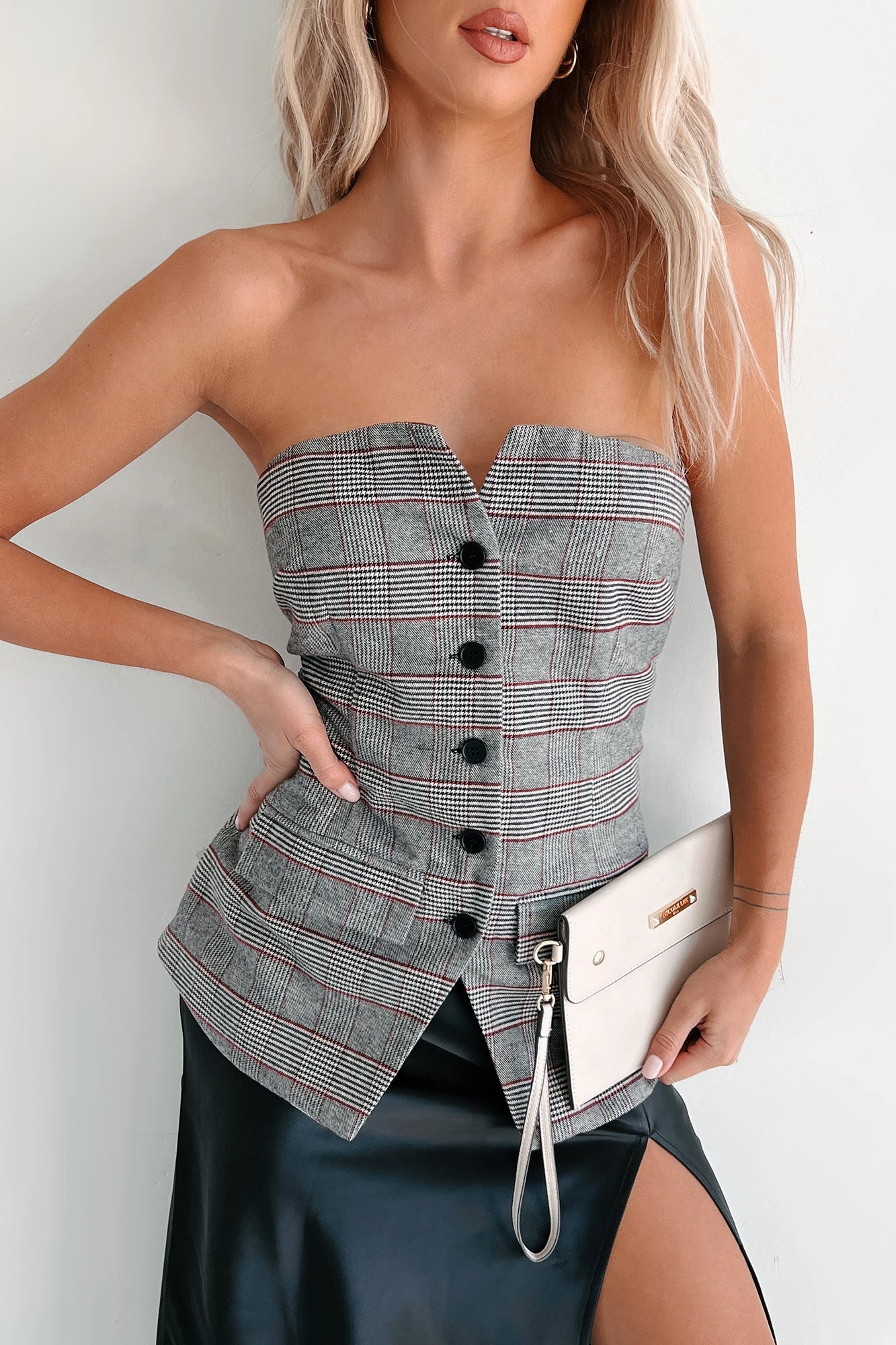 Summer Polo Elite Class Strapless Plaid Top (Multi)