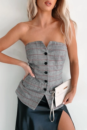 Summer Polo Elite Class Strapless Plaid Top (Multi)