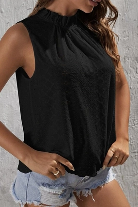 Distressed Texture TIED HALTER NECK PUNCHING TOP
