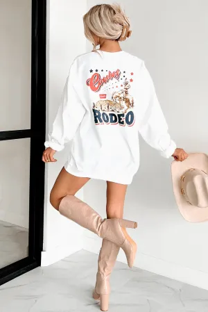 "Cowboy Rodeo" Double-Sided Graphic Sweatshirt (White) TaglessCollars Ventilated Panel Design