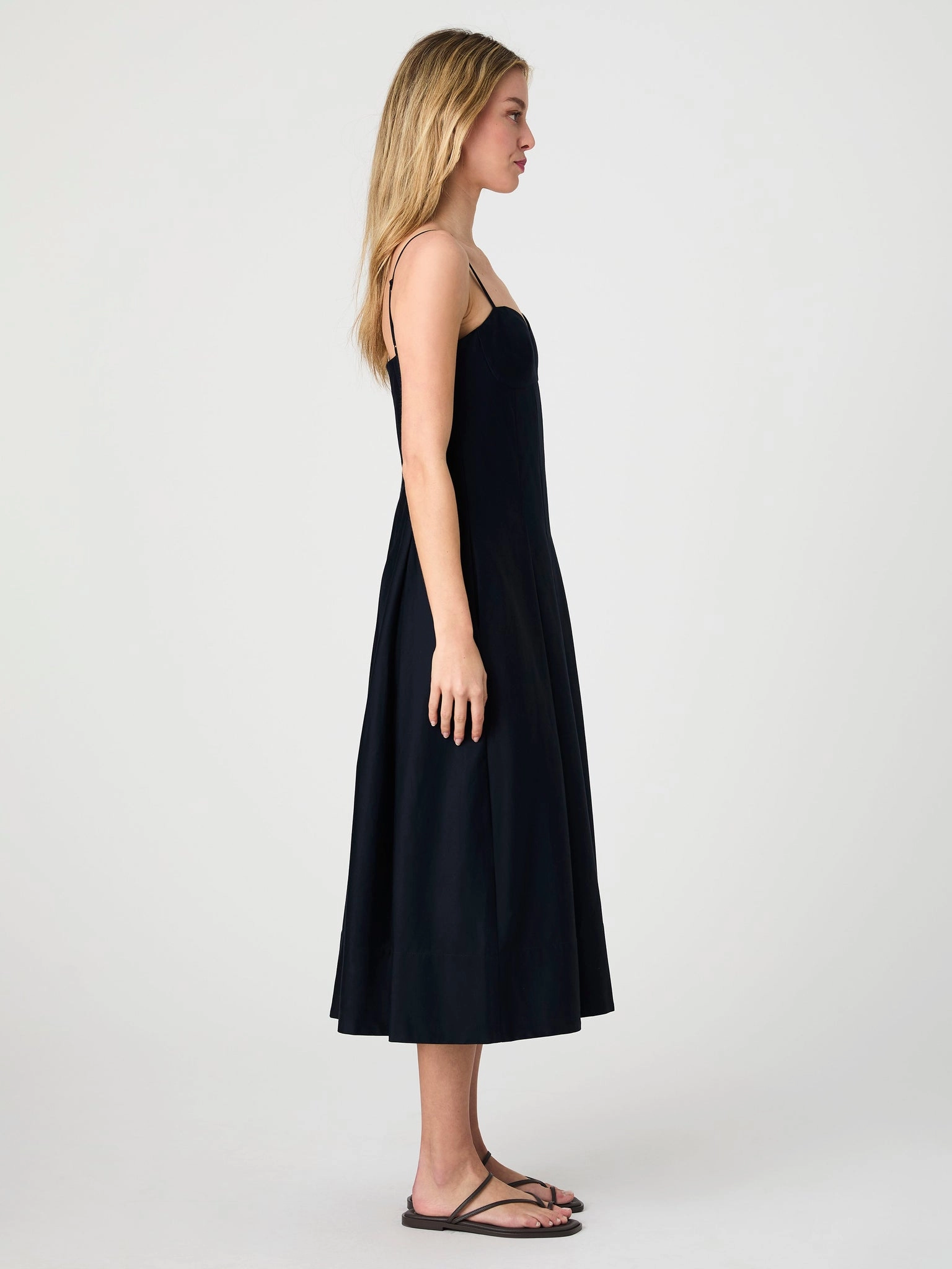 MULTI SEAM SATEEN DRESS Soft Contour Sunset Scene