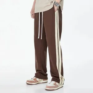 Aidase Korean Fashion Men Clothing Harajuku Straight Pants Spring Autumn New Streetwear Casual Contrast Striped Loose Wide Leg Trousers