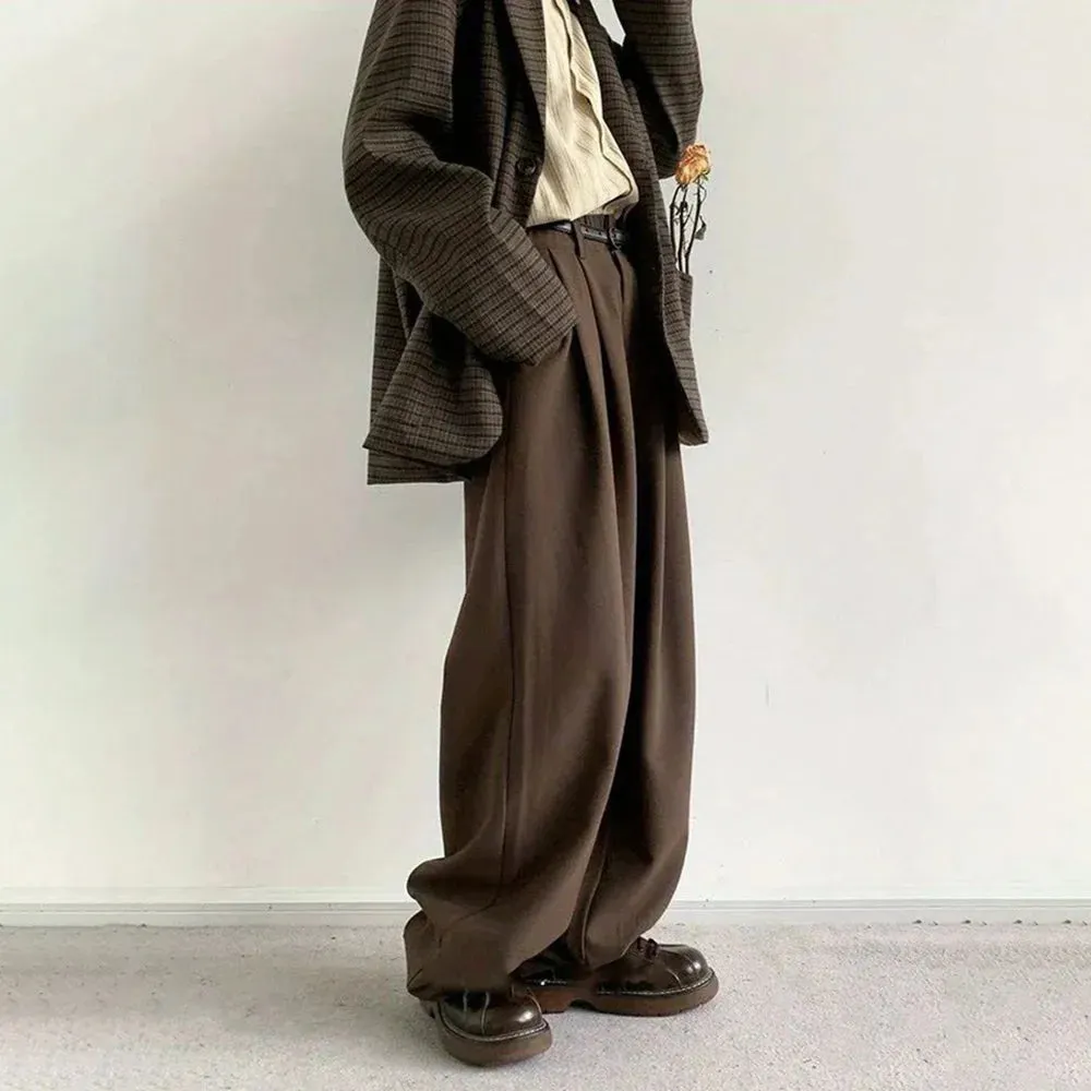 Aidase Mens Suit Trousers Meiyad Casual Business Trousers Spring Autumn Retro Office British Elegant Wide-Leg Trousers Men'S Wear 2024