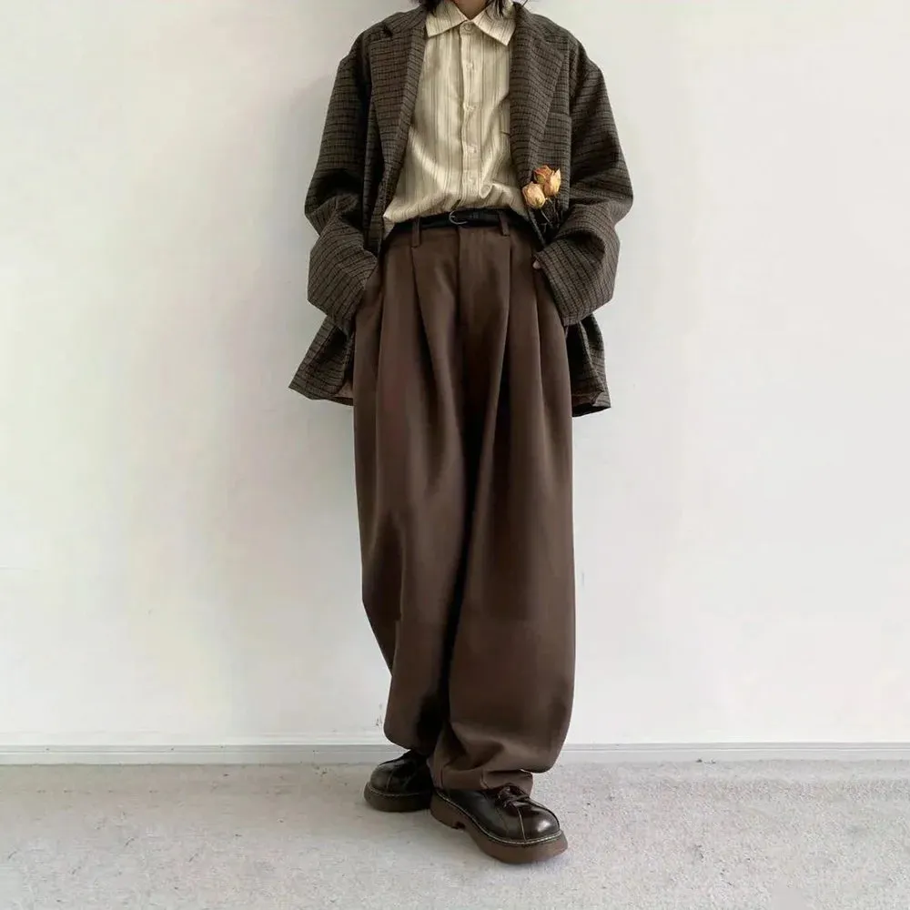 Aidase Mens Suit Trousers Meiyad Casual Business Trousers Spring Autumn Retro Office British Elegant Wide-Leg Trousers Men'S Wear 2024