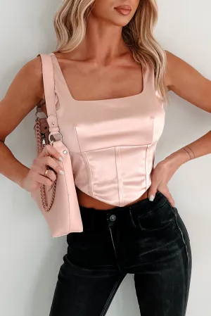 QuickPackFoldableDesign Full Roster Satin Crop Top (Blush)