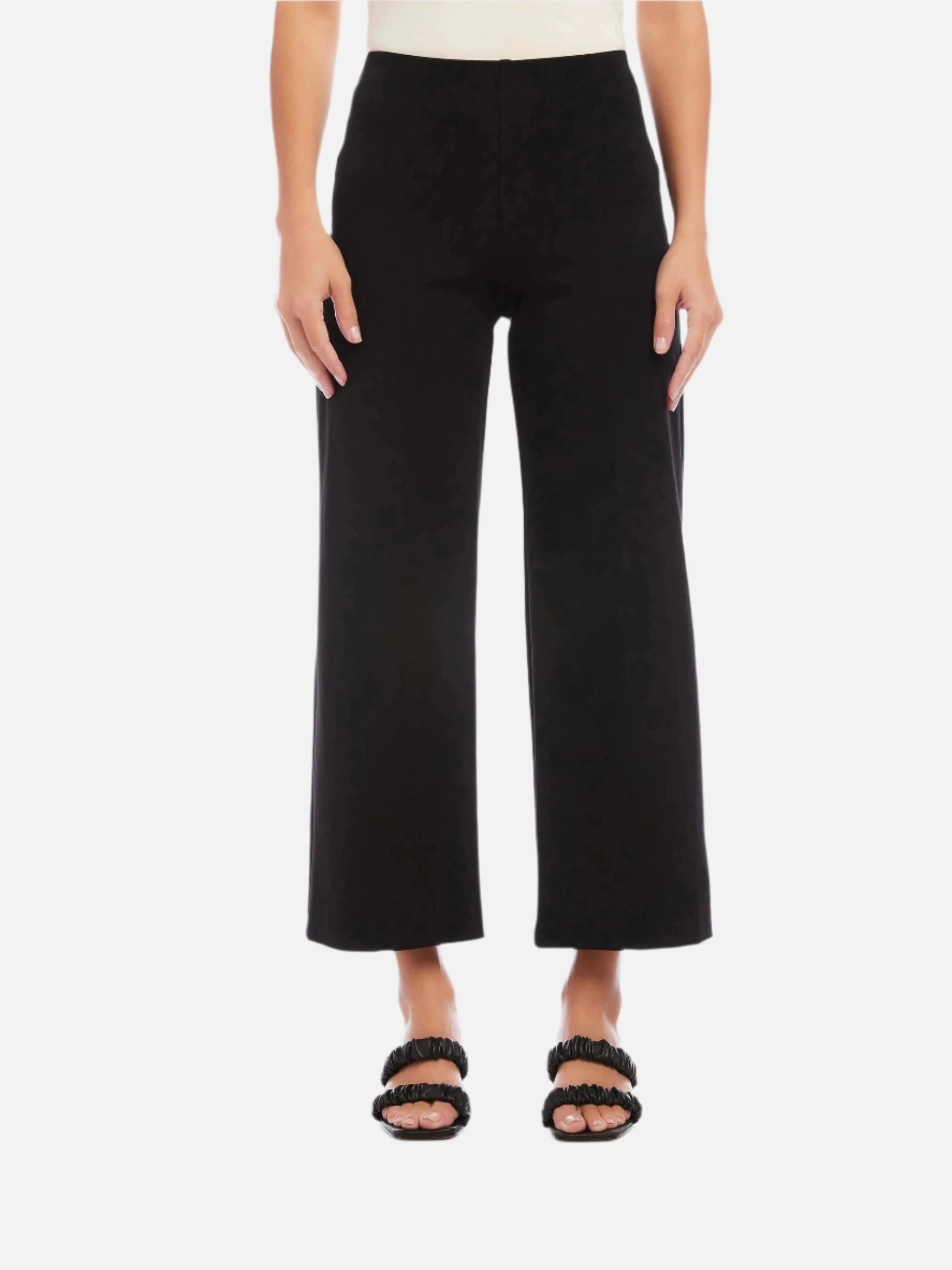 Sporty Vibe WaterproofTechnology Wide Leg Cropped Pants Black