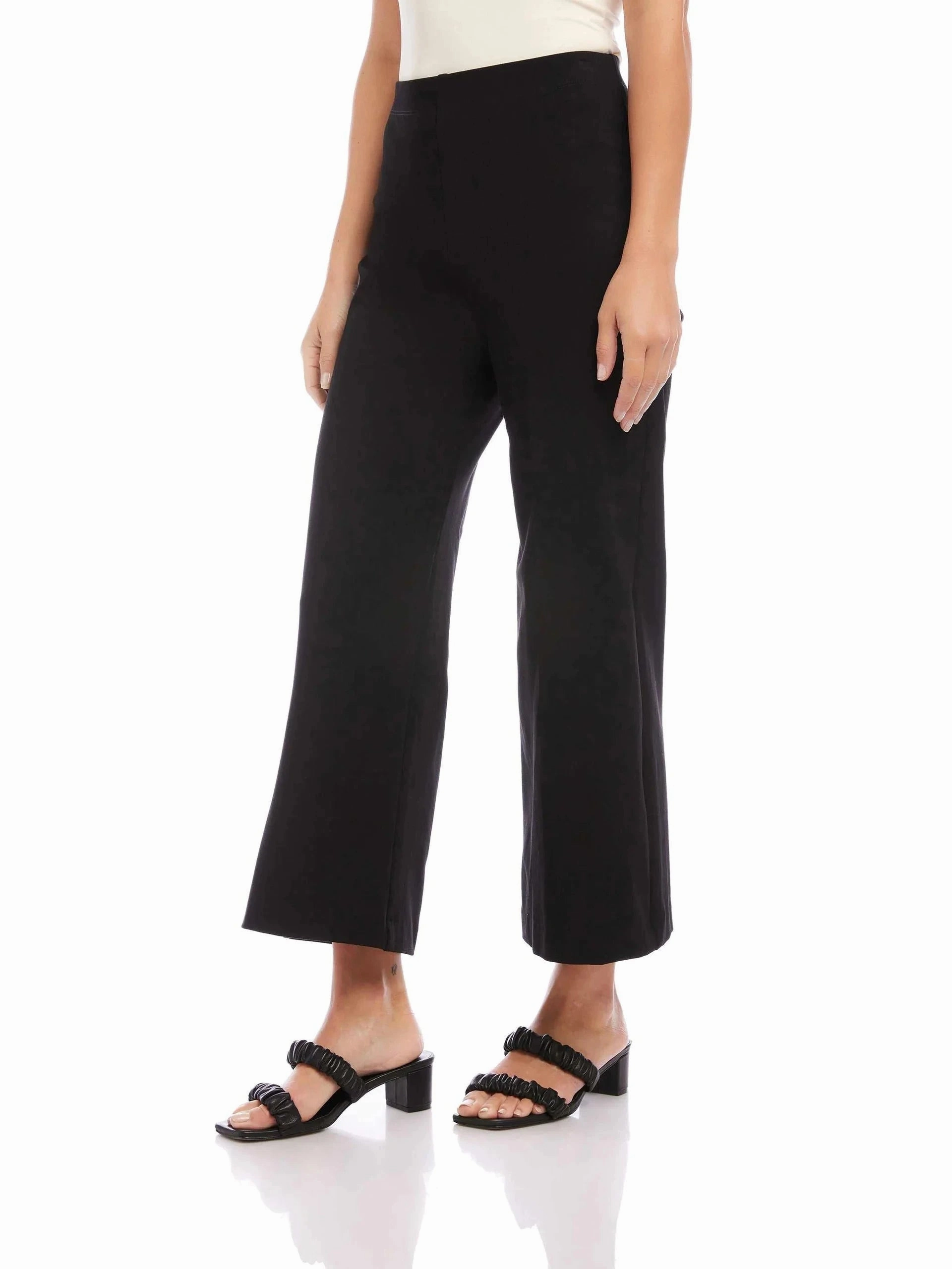 Wide Leg Cropped Pants Black All Around Fit Universal Fit System
