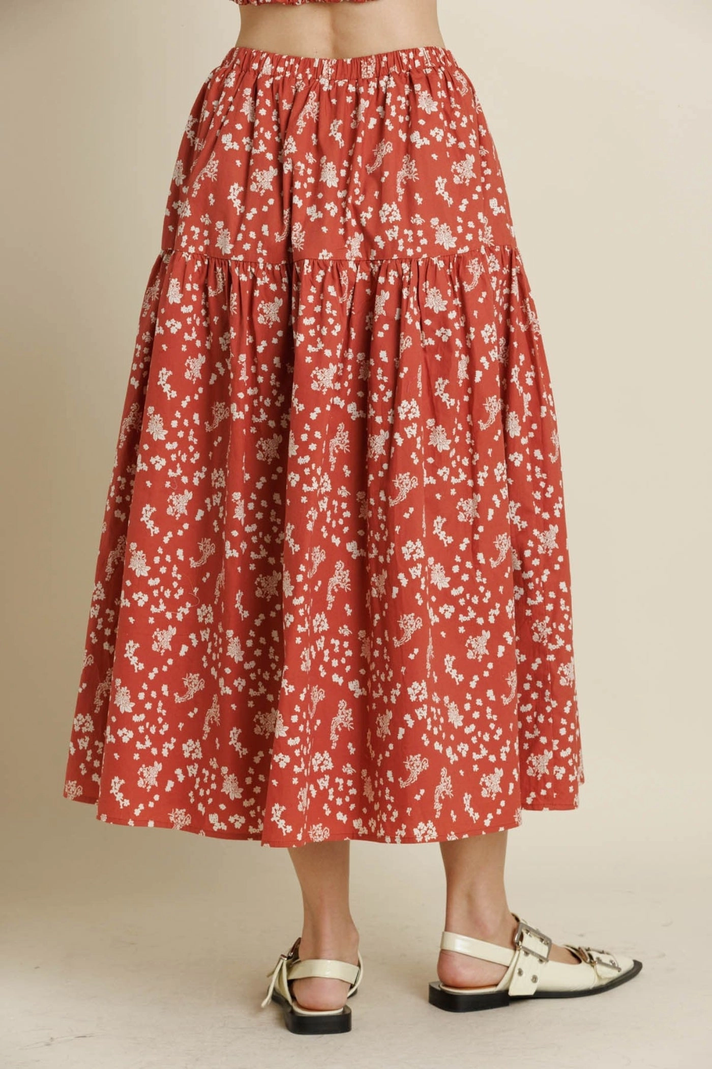 AMAYA FLORAL MAXI SKIRT Opaque finish Rolled Hem