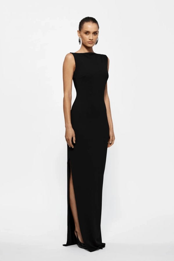 Aisha Gown Black Pearl-Detail